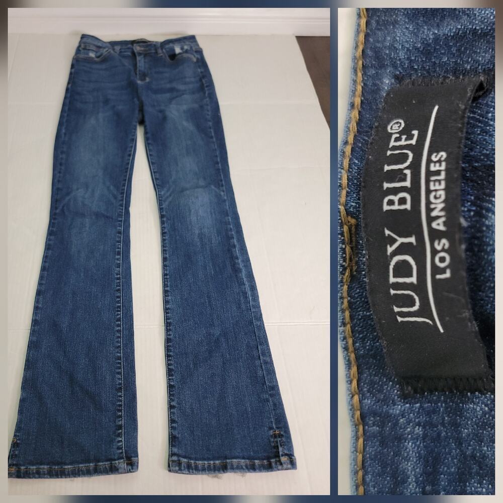 Judy Blue Jeans Womens SZ 28 Straight Boot Split Hem High Rise Stretch